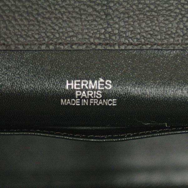 Best Hermes Large Leather H Handbag Black 6058